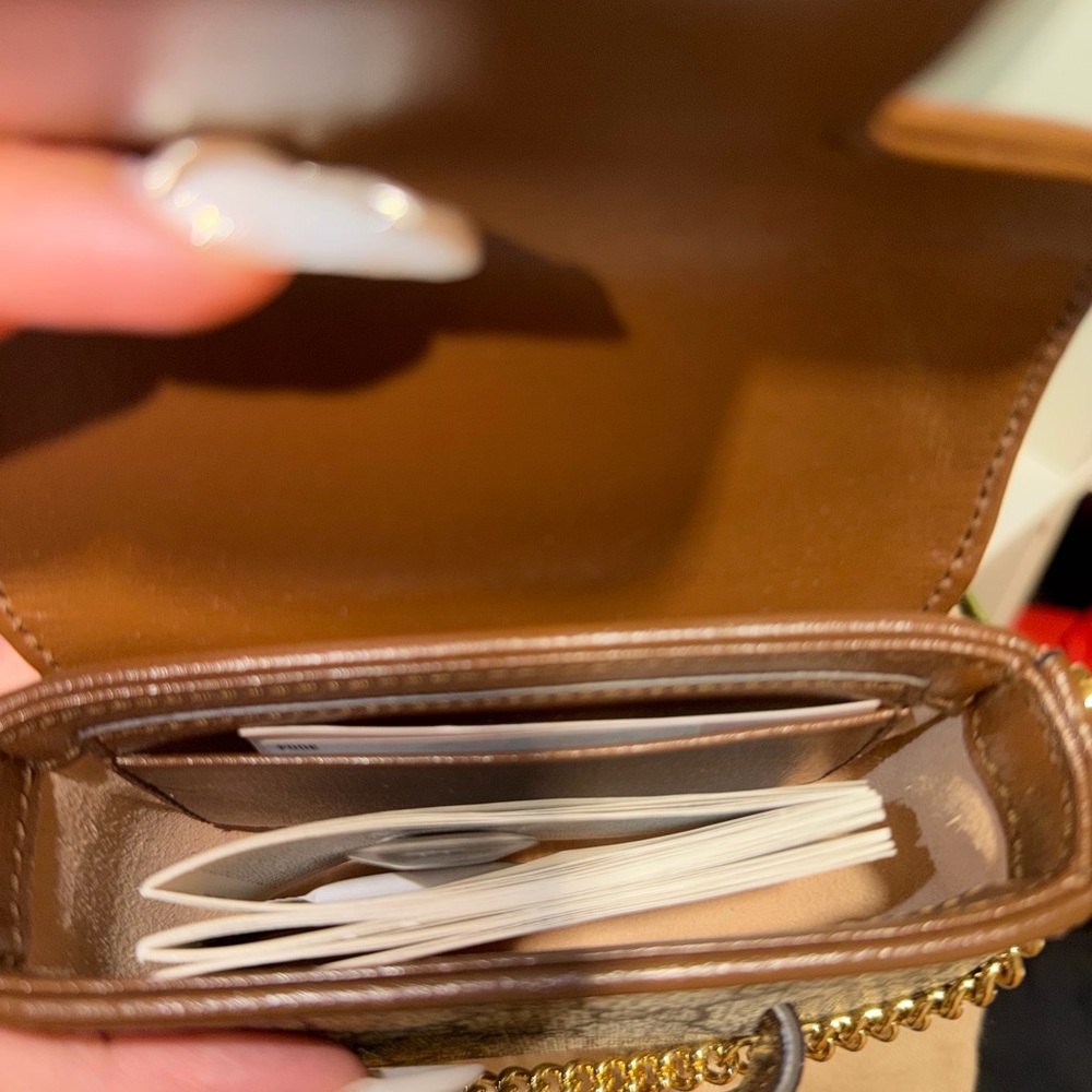 Gucci Beige and Brown Mini Bag with Gold Chain - Picture 3 of 4